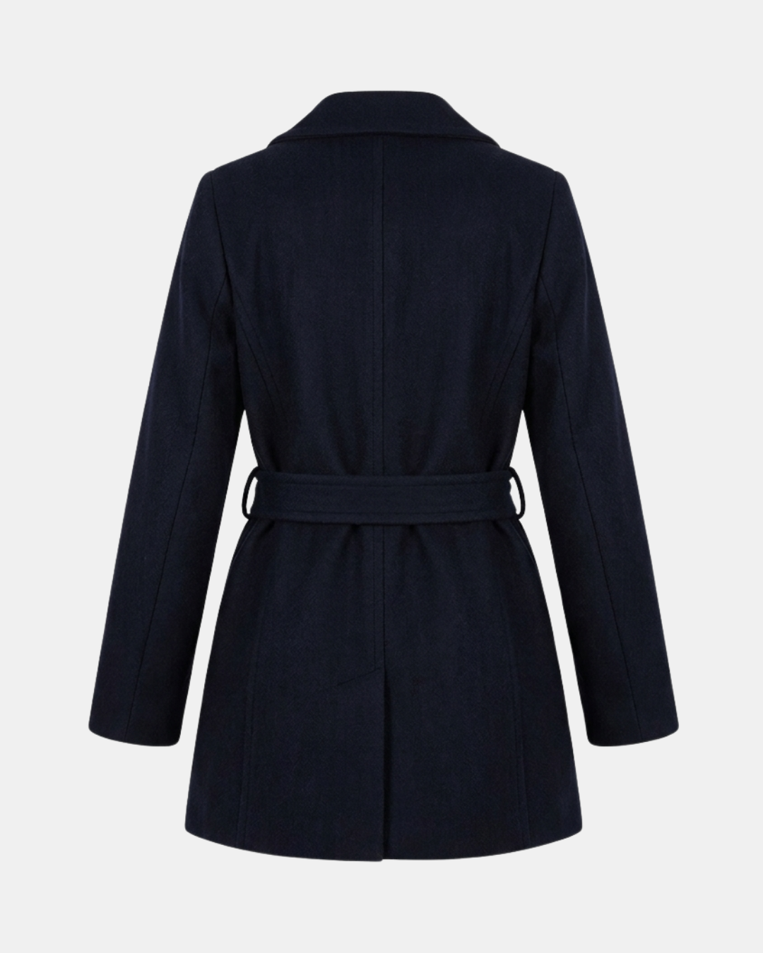 DOUBLE-BREASTED SHORT COAT IN NAVY AND GREY STRIPE