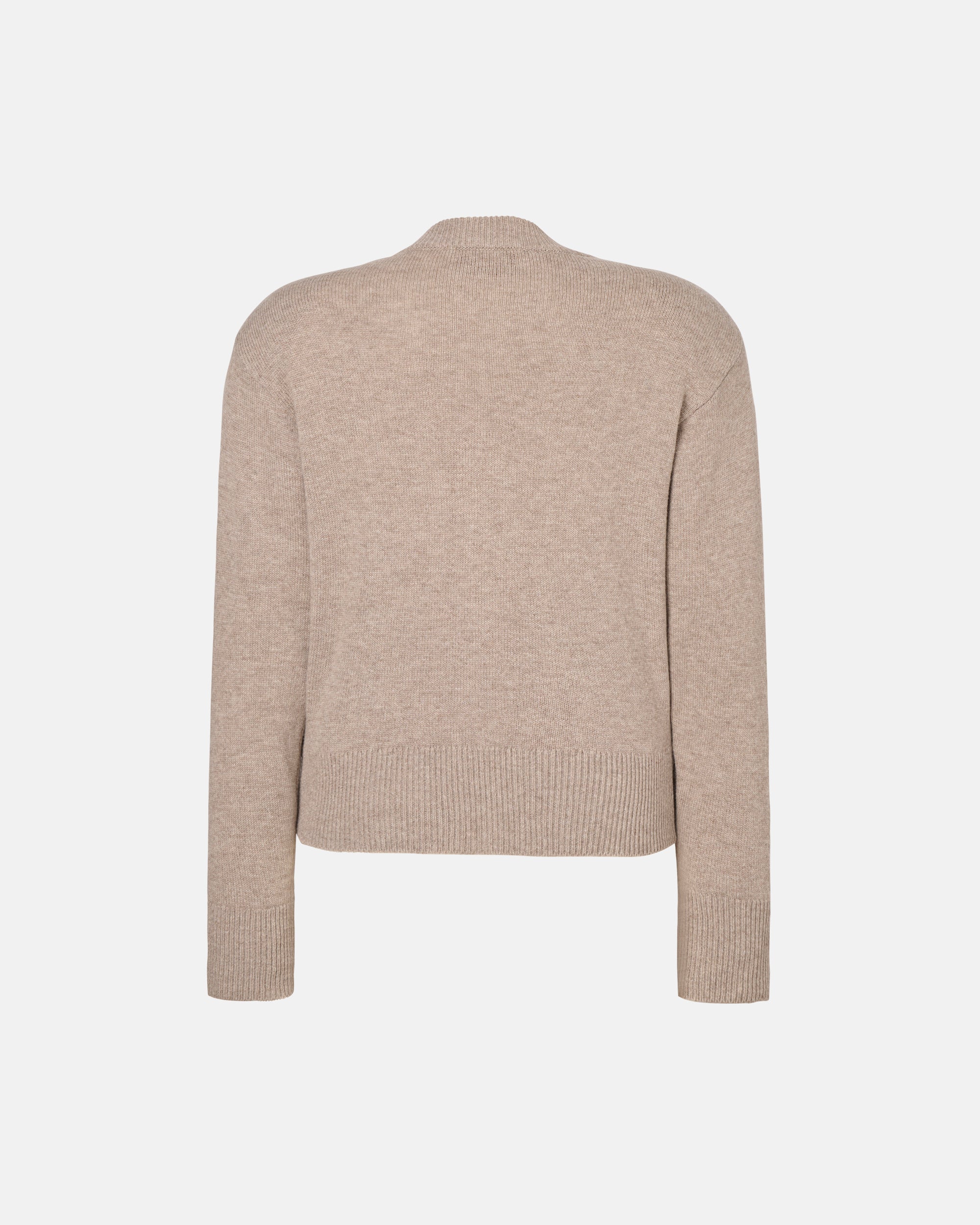 HIGH-NECK KNIT CARDIGAN IN FLAX