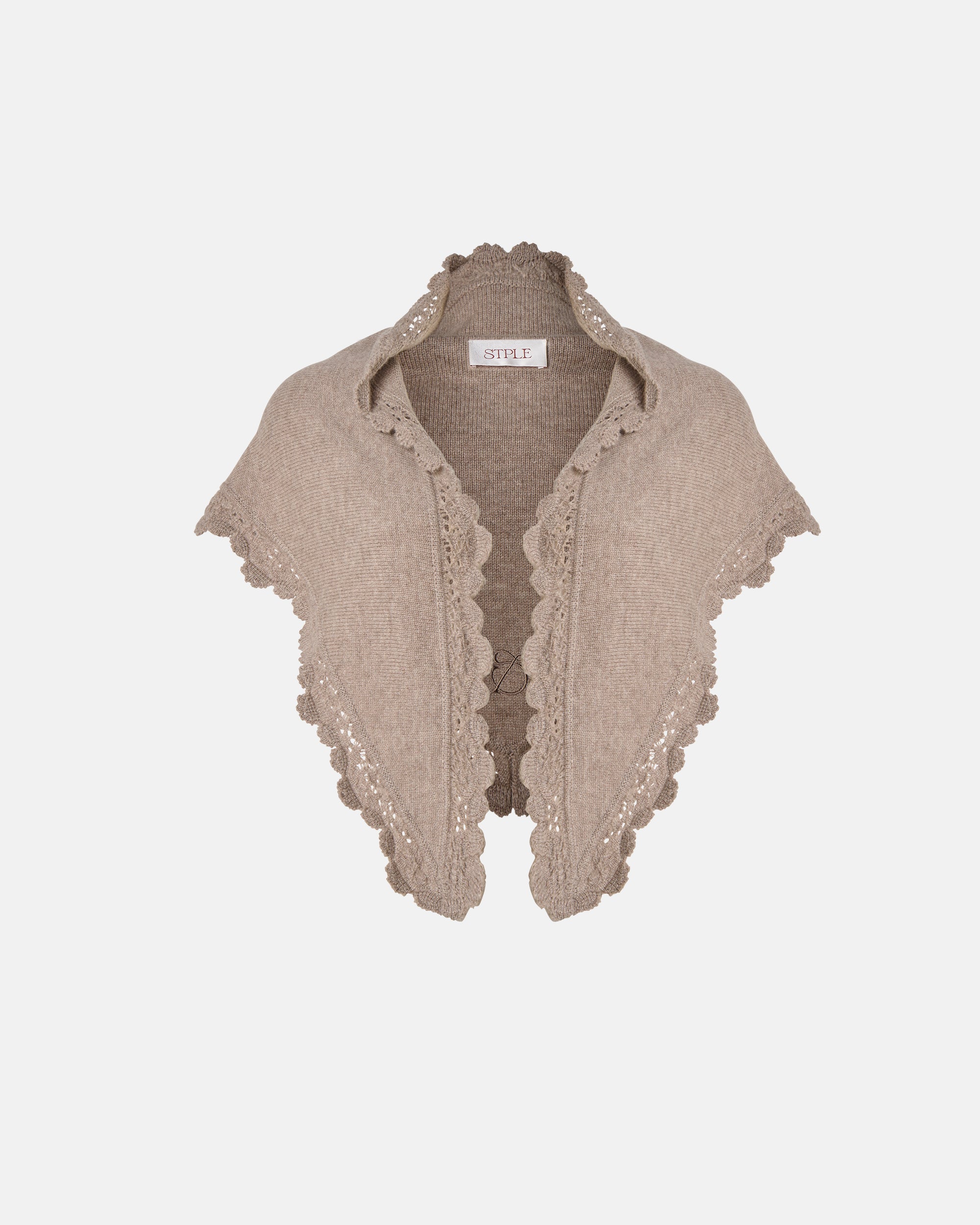 LACE TRIM KNIT SCARF IN FLAX