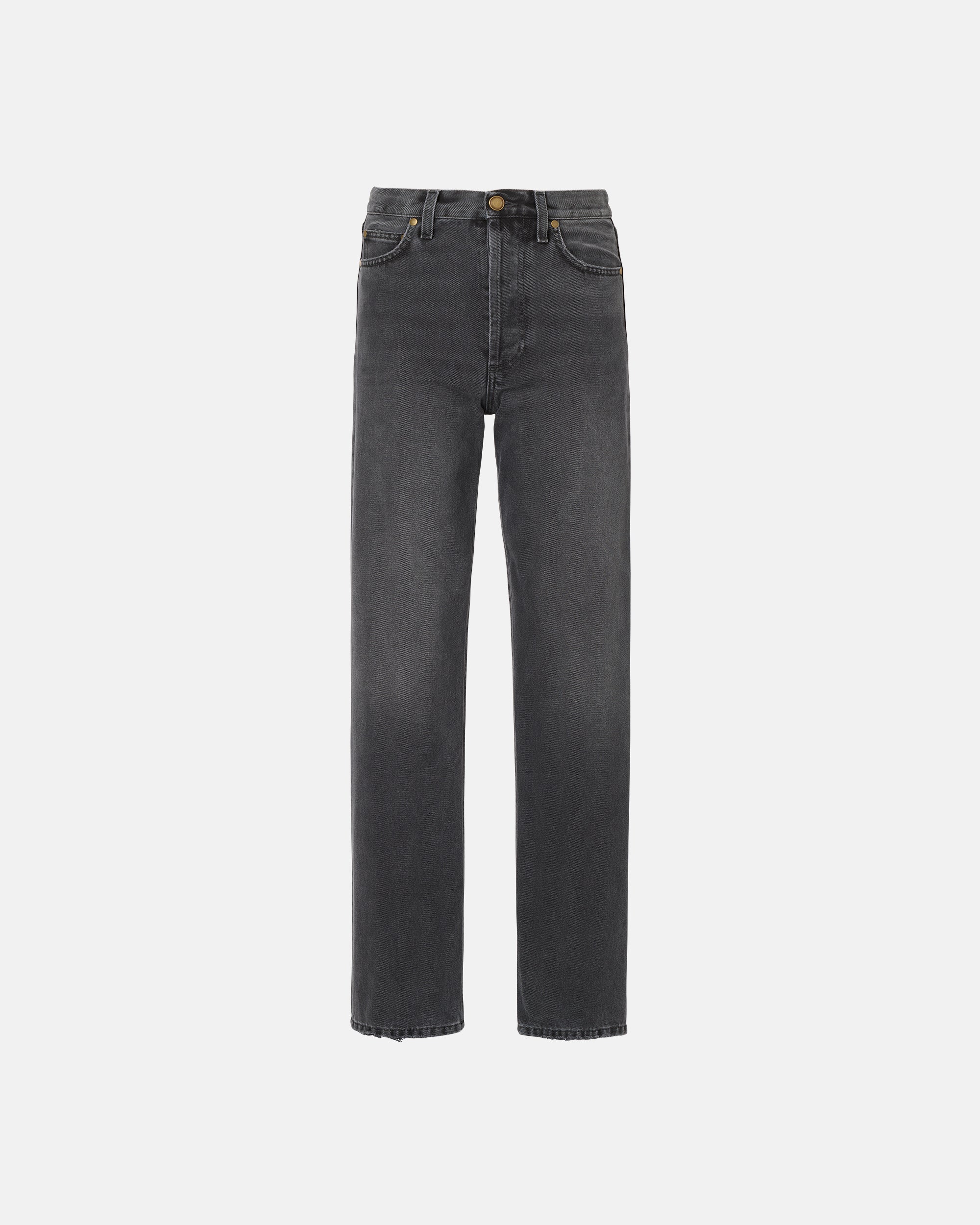 HIGH-RISE STRAIGHT JEANS IN BLACK DENIM