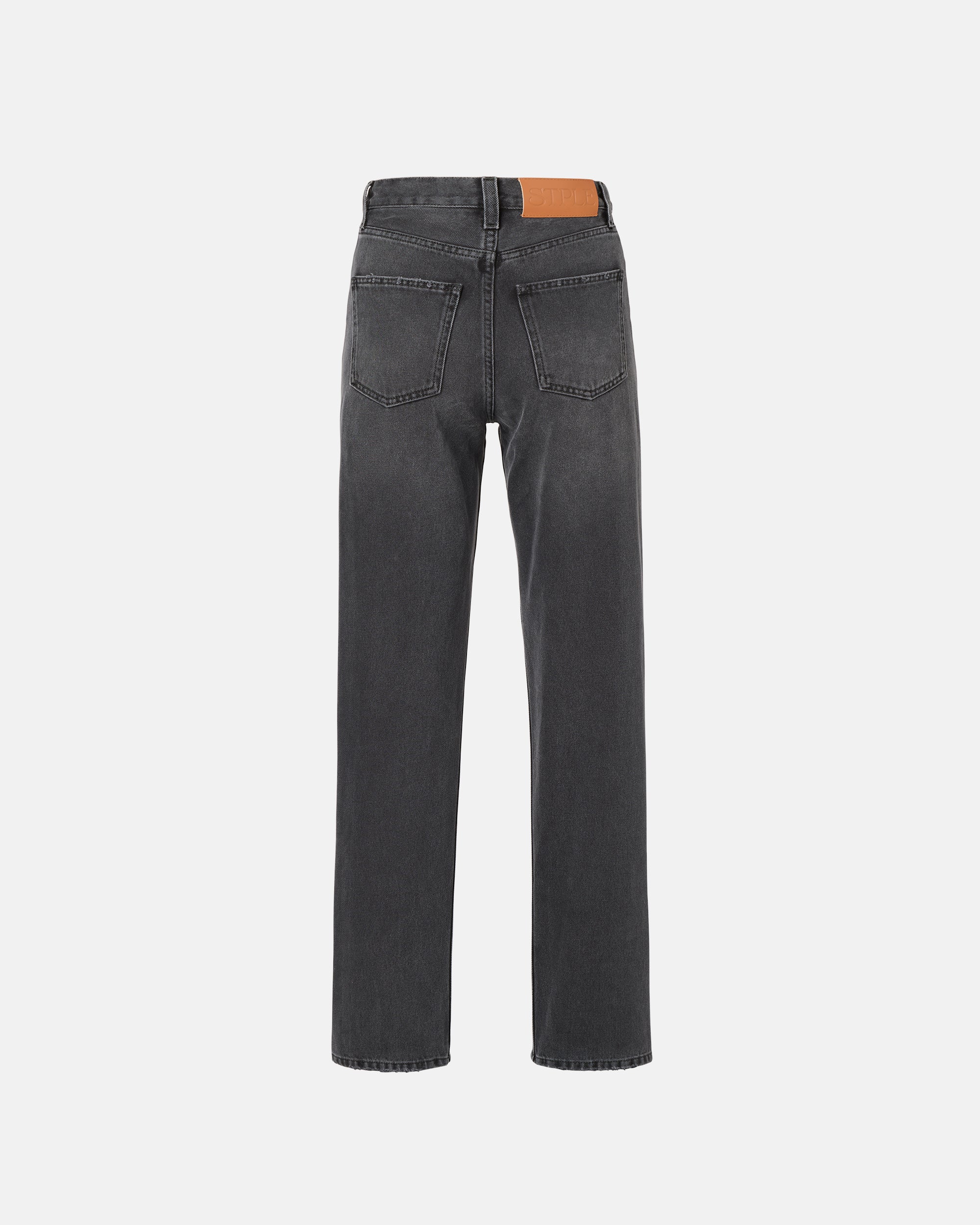 HIGH-RISE STRAIGHT JEANS IN BLACK DENIM