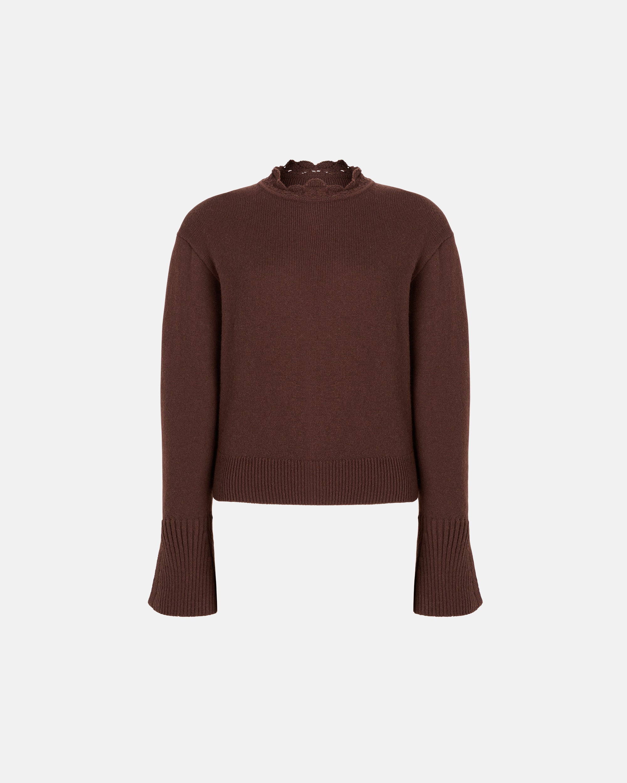 HIGH-NECK KNIT JUMPER IN MOCHA