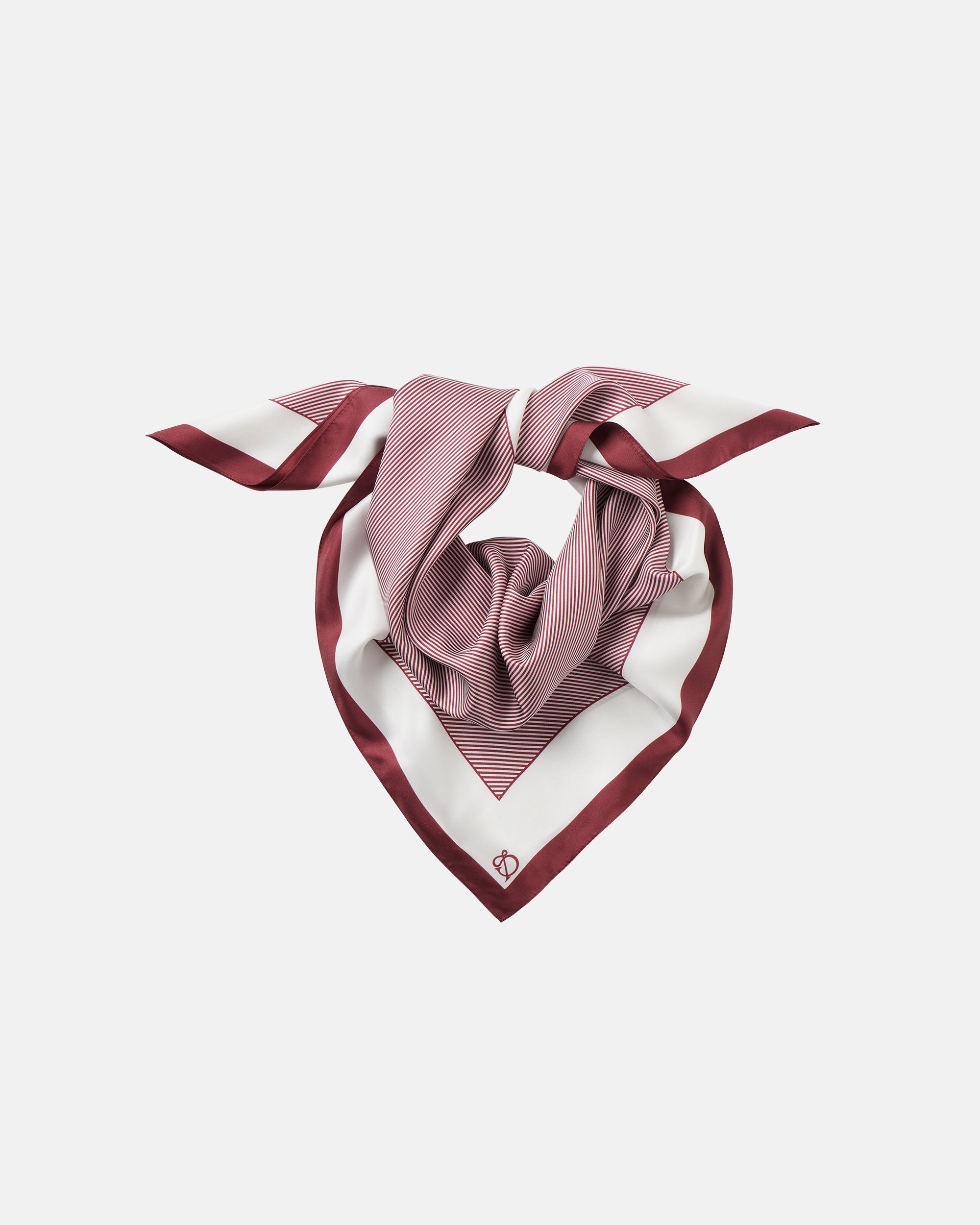 DIAGONAL PINSTRIPE SCARF IN OXBLOOD AND CREAM