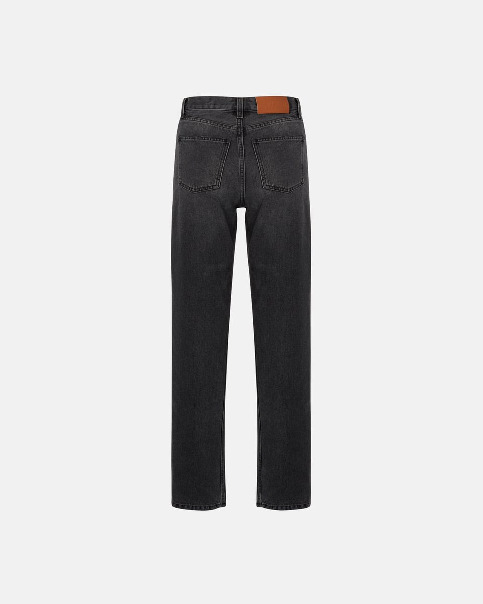 HIGH-RISE STRAIGHT JEANS IN VINTAGE BLACK WASH DENIM