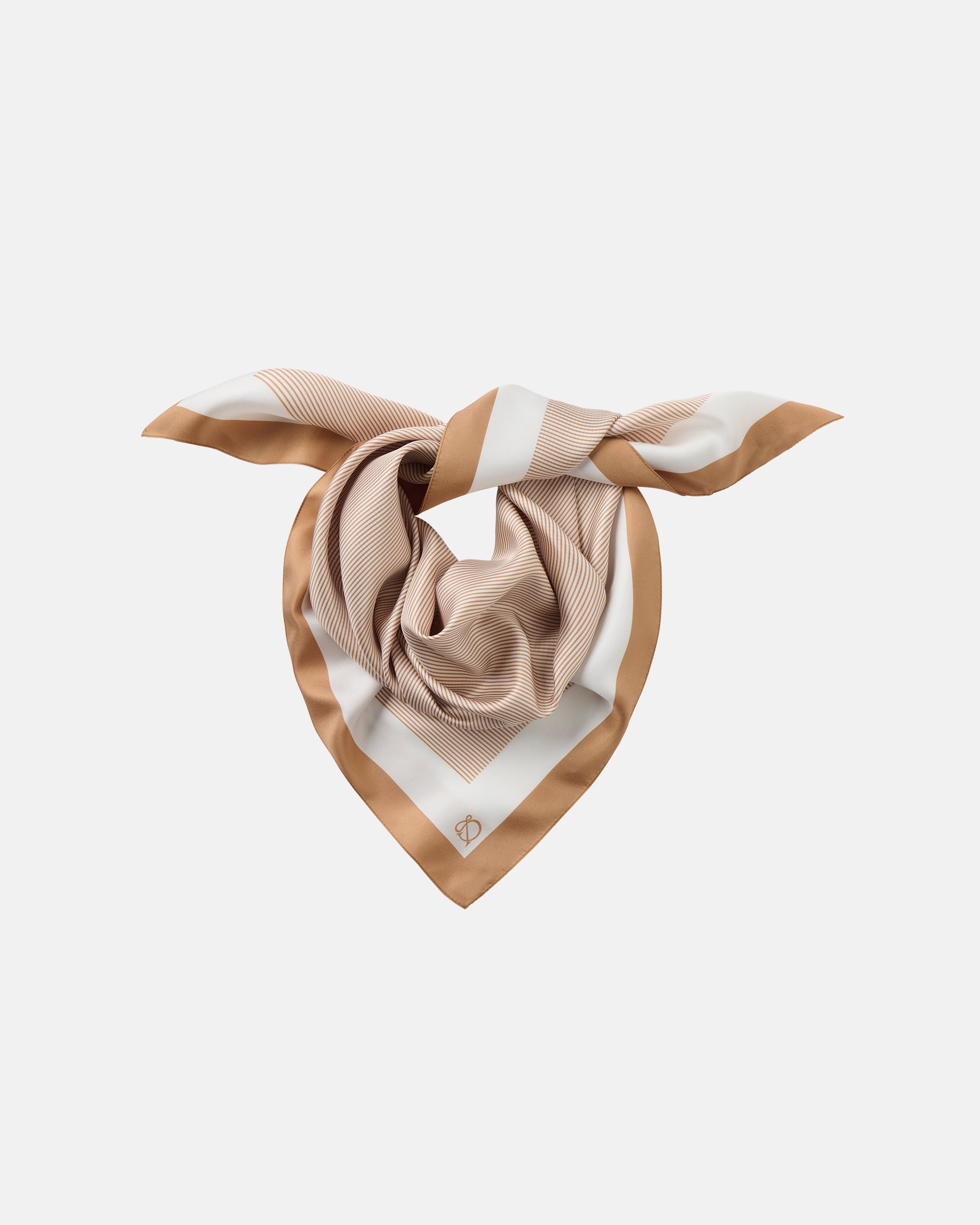 VERTICLE PINSTRIPE SCARF IN TAN AND CREAM