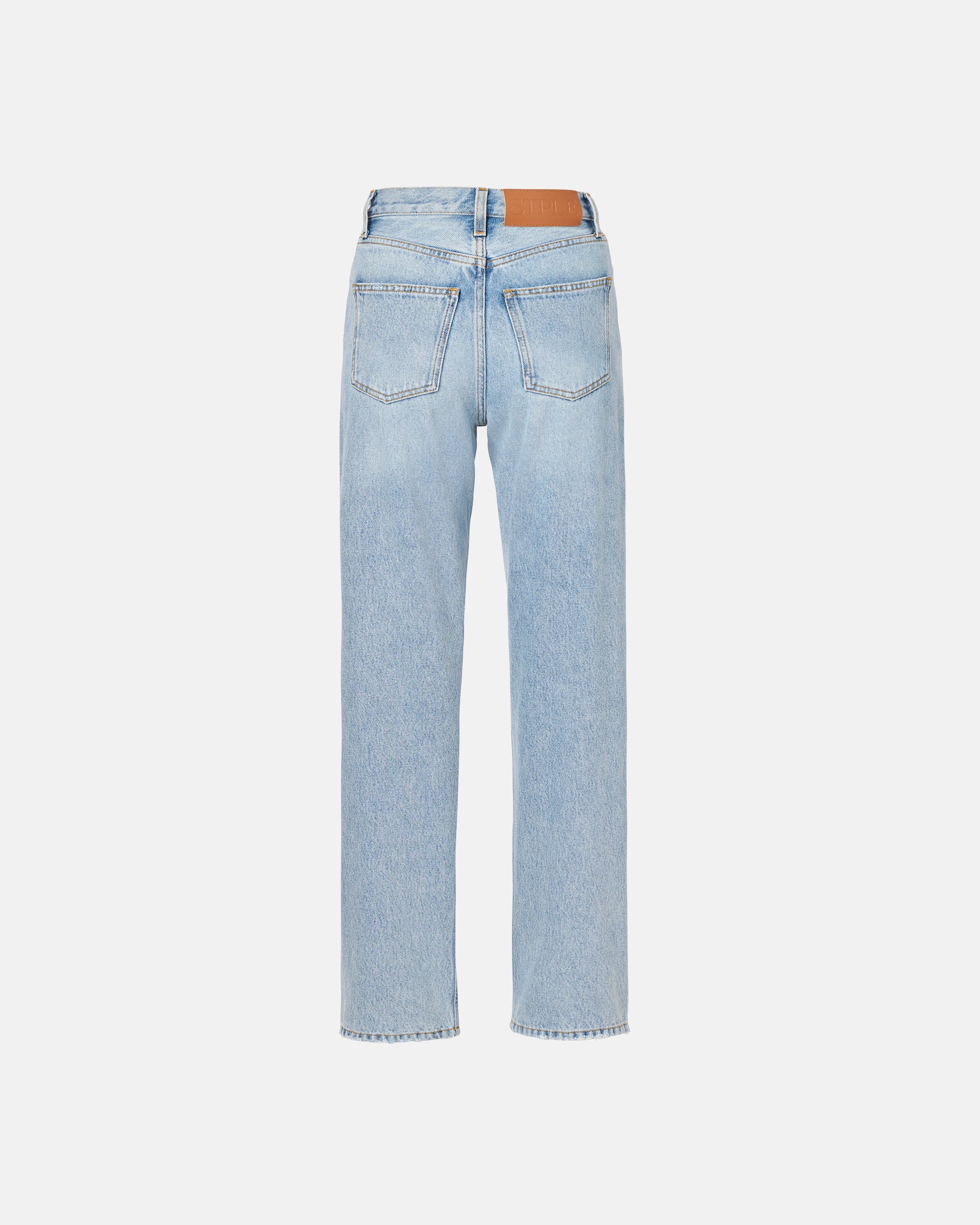 HIGH-RISE STRAIGHT JEANS IN BLUE DENIM