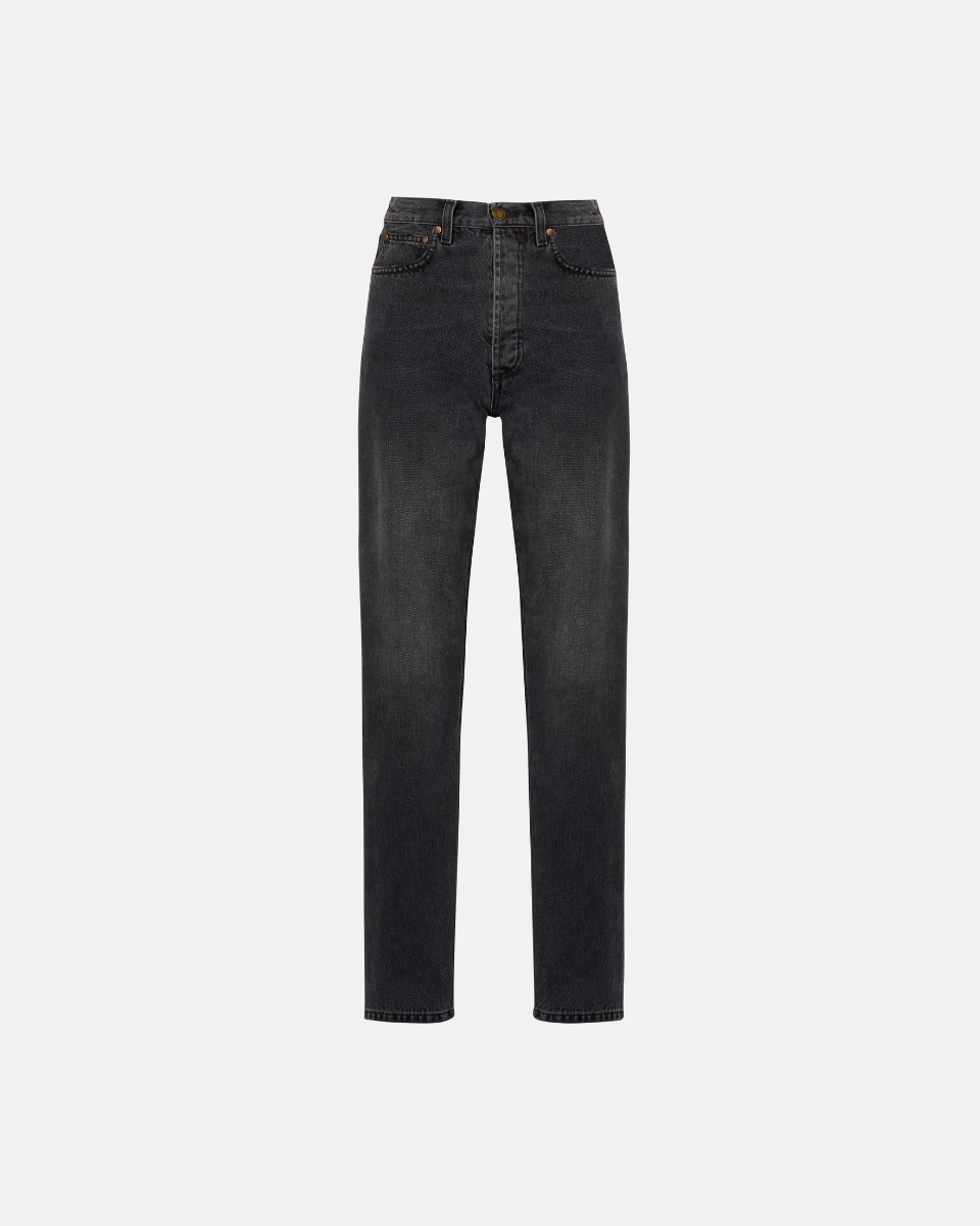 HIGH-RISE STRAIGHT JEANS IN VINTAGE BLACK WASH DENIM